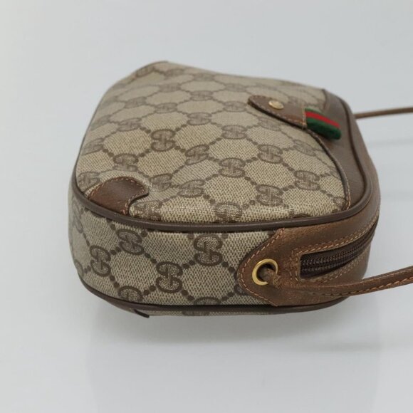 GUCCI GG Supreme Web Sherry Line Shoulder Bag PVC Beige Green Red Auth BA508 - Picture 5 of 16